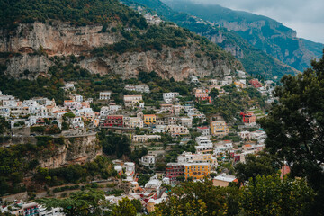 Amalfi coast, Italy.  A beautiful Amalfi coast, Positano town with colorful houses on the cliff,...