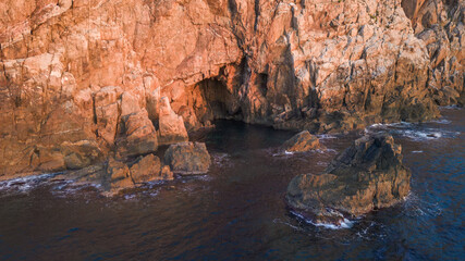 Panorama of the south-western coasts of Sardinia. Blue sea and headlands on the sea.