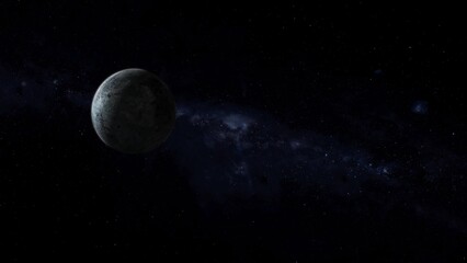 Dark Planet in Space with Starry Nebula Background © SorynxFX