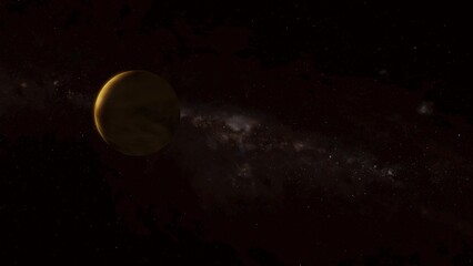 Distant Yellow Planet in Starry Galaxy © Sohan Stock