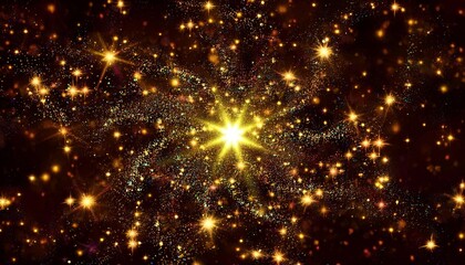 Naklejka premium gold particles abstract background with golden shining stars dust bokeh glitter awards dust futuristic glittering fly movement flickering loop in space on black generative ai