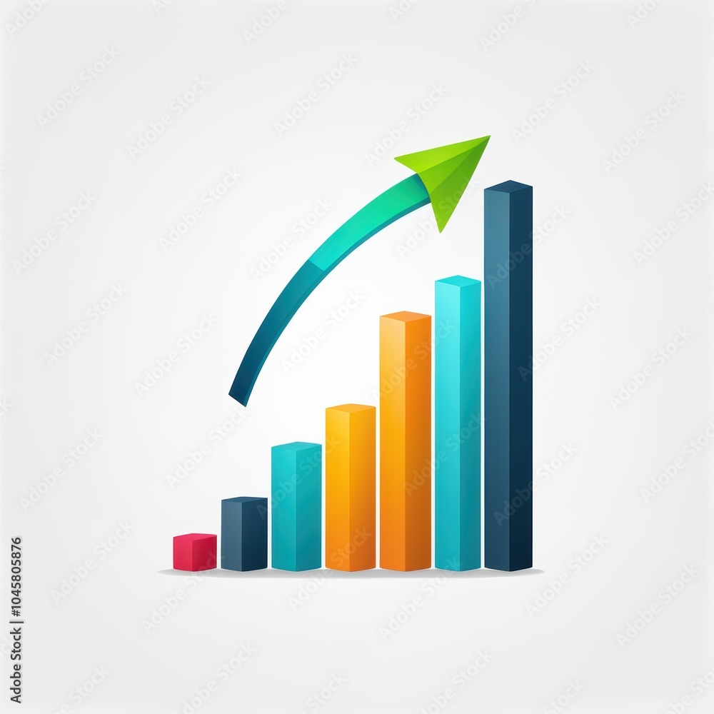 Poster a colorful bar graph with an upward arrow, symbolizing growth and progress.