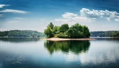 Obraz premium insel im badesee woog darmstadt hessen deutschland