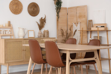 Interior of light modern dining room