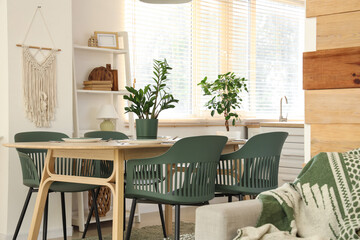 Interior of modern dining room in studio apartment