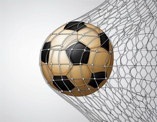 Naklejka premium realistic soccer ball in net isolated on white background vector illustration