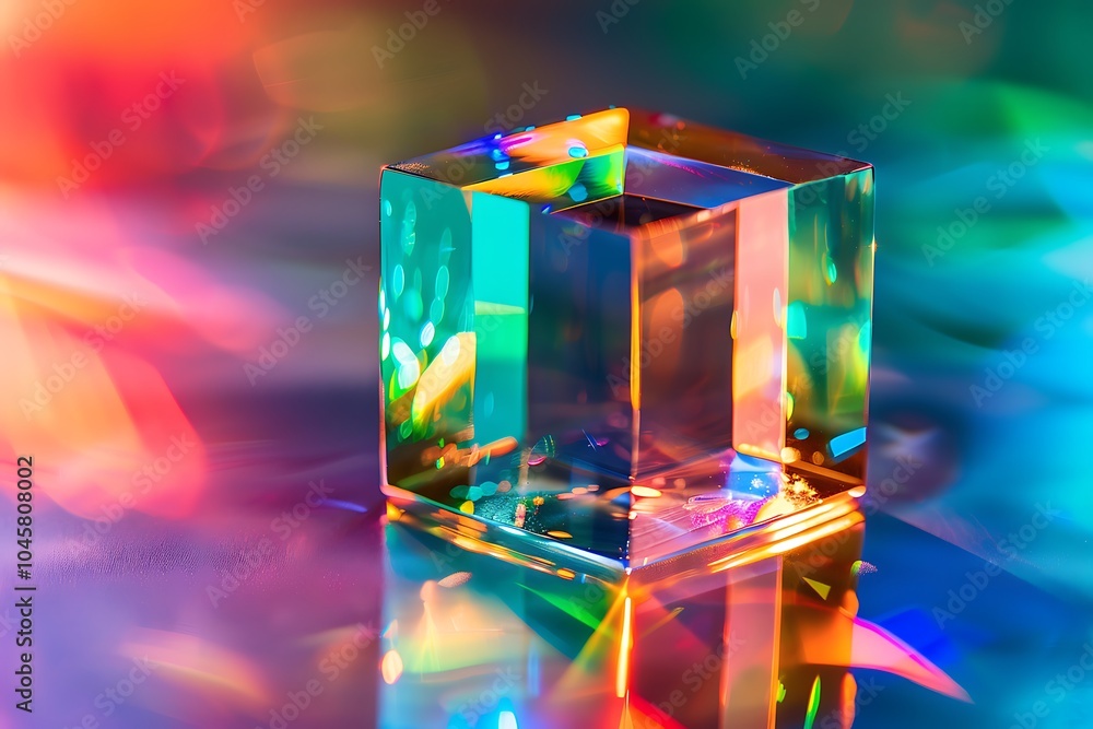 Poster colorful abstract background with glass cube