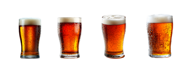 Frosty beer glass filled with golden lager.