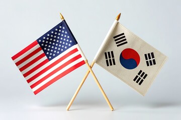 two flags cross stick USA and South Korea