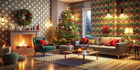 Obraz premium Modern Christmas Wallpaper for Festive Home Decor and Holiday Spirit