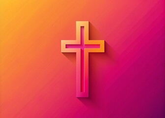 Fototapeta premium Modern Gradient Cross in Warm Pink and Orange Tones Symbolizing Faith and Warmth