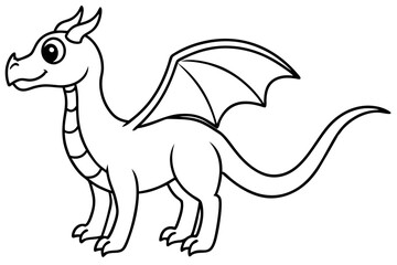 Dragon Cartoon Silhouettes Vector Illustrations on White Background