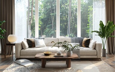 Model interior design of living room 3D Render