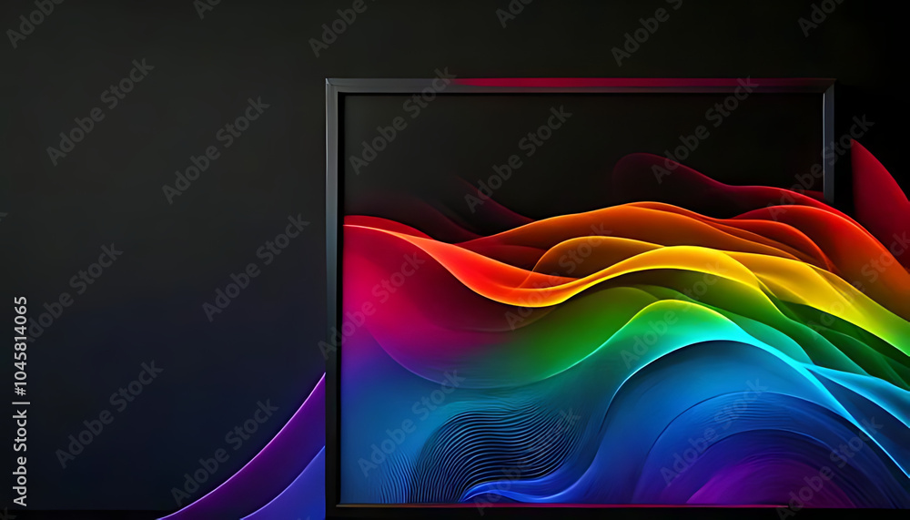 Aufkleber vibrant color gradient applied black background abstract poster design ample copy space available