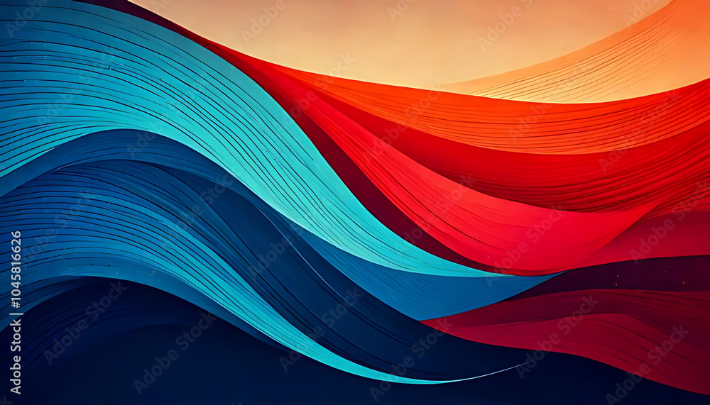 Poster abstract banner features colorful textured wave blue red gradient effect grainy background
