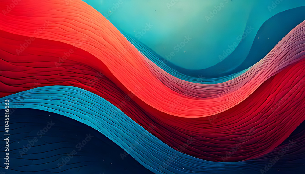 Poster abstract banner features colorful textured wave blue red gradient effect grainy background