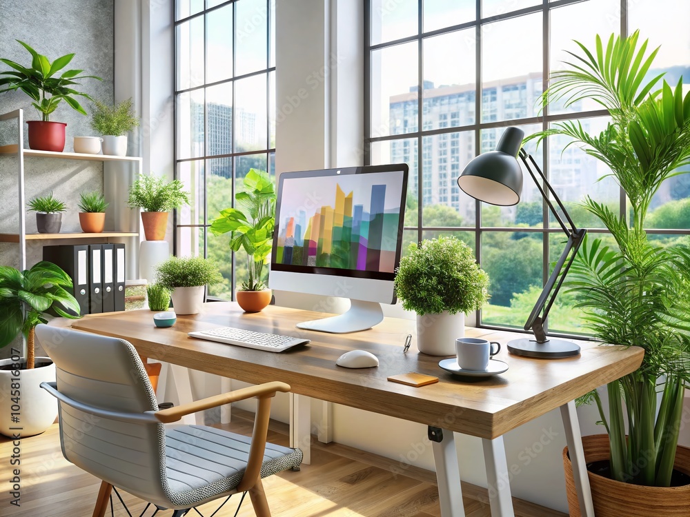 Poster Modern Workplace for Web Design Infographic with Creative Elements and Tools for Digital Design Projects