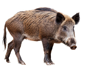 Wild boar isolated on white background, cutout 