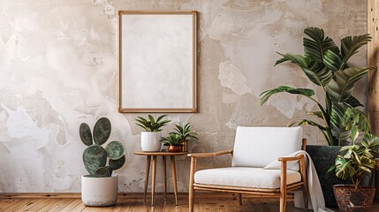 Retro interior design of living room with stylish vintage