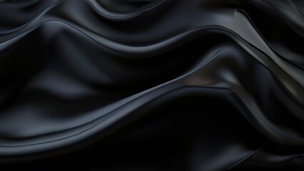 Obraz premium A close-up of smooth black fabric, showcasing elegant folds and textures.