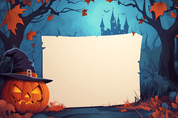 Doodle of Halloween pumpkin memo note cartoon style