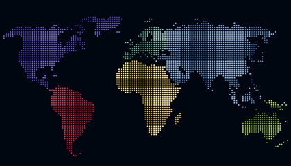 Dotted color world map vector