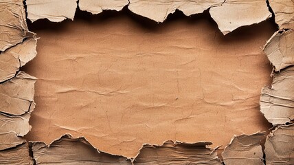 Torn cardboard piece with visible glue marks, vintage style, paper craft aesthetic