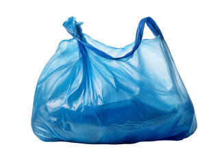 Blue plastic bag isolated on white background, cutout 