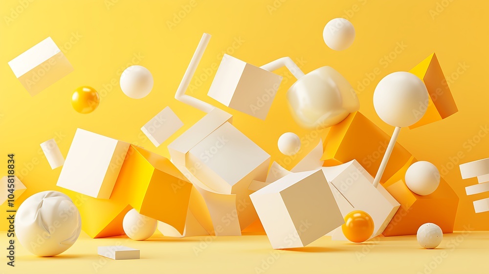 Poster abstract background with yellow waves and circles