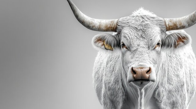 white bull on white background