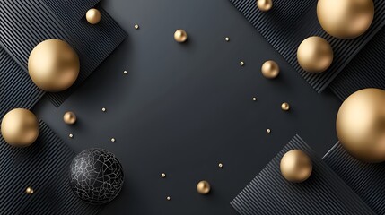 Black and Gold Geometric Abstract Background, Luxury Design Concept, Modern Minimalist Pattern, Holiday Theme, Festive Event Decor, Elegant Metallic Design, Creative Graphic