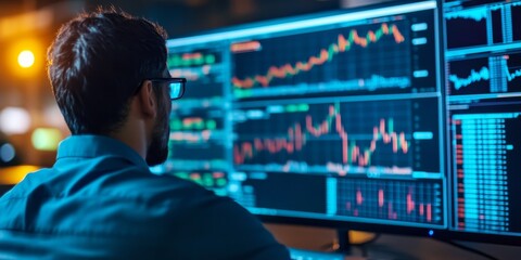 A financial expert is looking at market forecasts and ways to invest money on their computer.