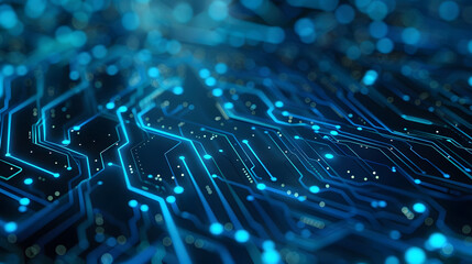blue circuit background with abstract crypto design symbolizing technology evolution and innovation