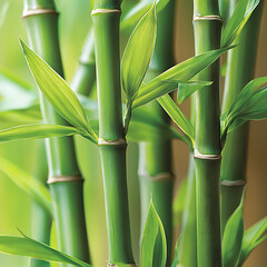 Fototapeta premium Lush green bamboo stalks with vibrant leaves