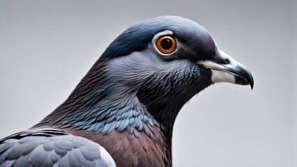 Fototapeta premium A close-up of a pigeon showcasing its colorful feathers and striking eye.
