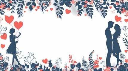 Romantic Couple Illustrations with Floral Elements