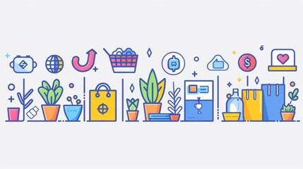 Shopping Icons in Vector Art Style
