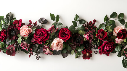Elegant floral arrangement with deep red and soft pink roses