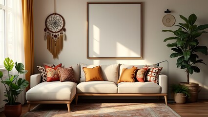 Pink Sofa with Colorful Throw Pillows