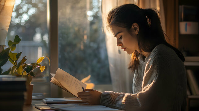 Student getting ready in the morning, education concept  