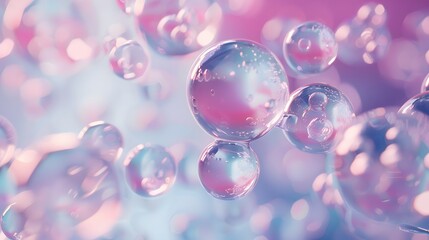 Abstract pink and blue iridescent spheres background.