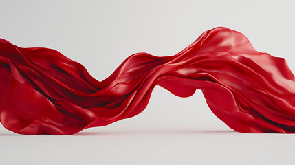 Flowing red fabric creating dynamic wave patterns