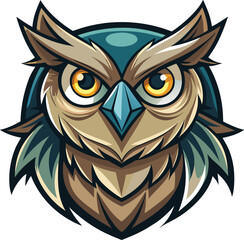 Obraz premium Cartoon Owl Illustration with Yellow Eyes