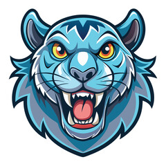Fototapeta premium Blue Tiger Mascot Head Illustration Design