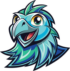 Smiling Blue Bird Cartoon Mascot Design