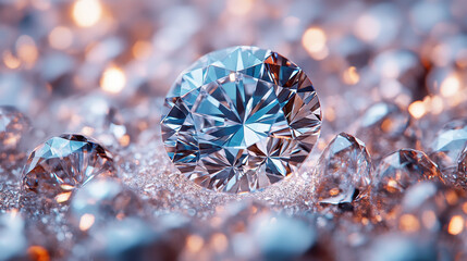 Fototapeta premium Elegant Round Cut Diamonds Closeup Jewelry Sparkle Gemstones for Luxury and Beauty
