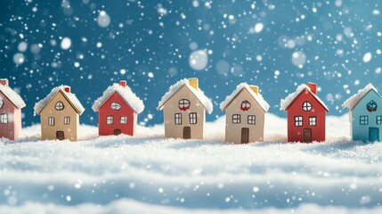 Charming paper houses bring the magic of Christmas alive in a wintry setting.