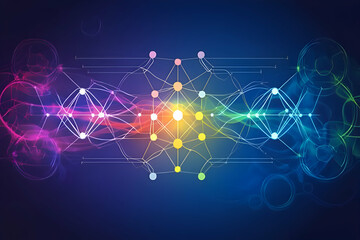 Fototapeta premium Abstract infographic showing the wave-particle duality, with colorful scientific waves and particles displayed as interconnected vector elements