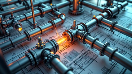 Industrial Precision: Advanced Pipelines on a Detailed Blueprint