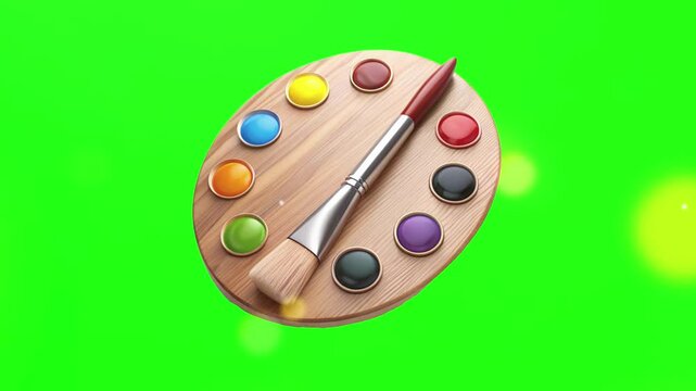 Color ball with brash green screen animation motion graphic with chroma key clip template 4k Background. Easy removed green screen. High resolution. Ultra High Definition, 4k video.